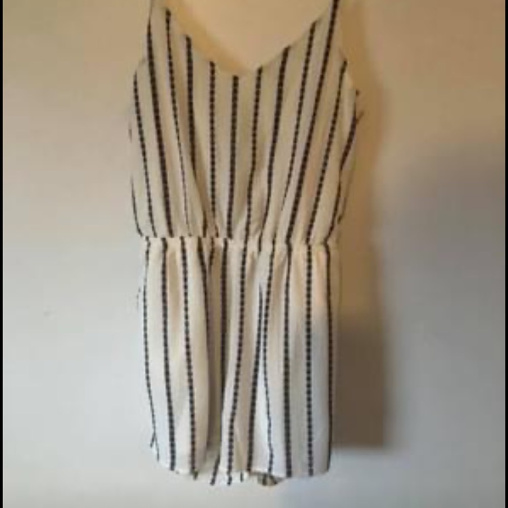 Striped blue and white romper